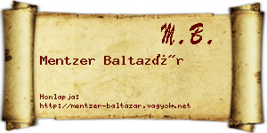 Mentzer Baltazár névjegykártya
